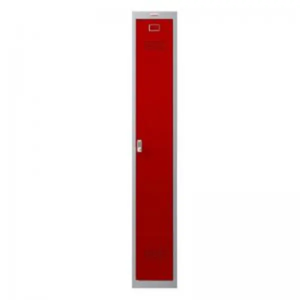 image of Phoenix PL Series 1 Column 1 Door Personal Locker Grey Body Red Door EXR87273PH