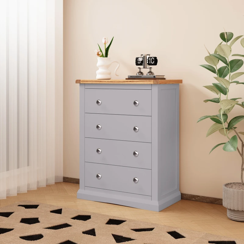 Image of Cabinet Bits Rocca 4 Drawer Chest Of Drawers Chrome Knob