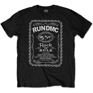 image of Run DMC - Rock N' Rule Whiskey Label Mens Large T-Shirt - Black