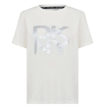Image of DKNY Sport DKNY Stkd Logo T Shirt - Snow/Silv SQL