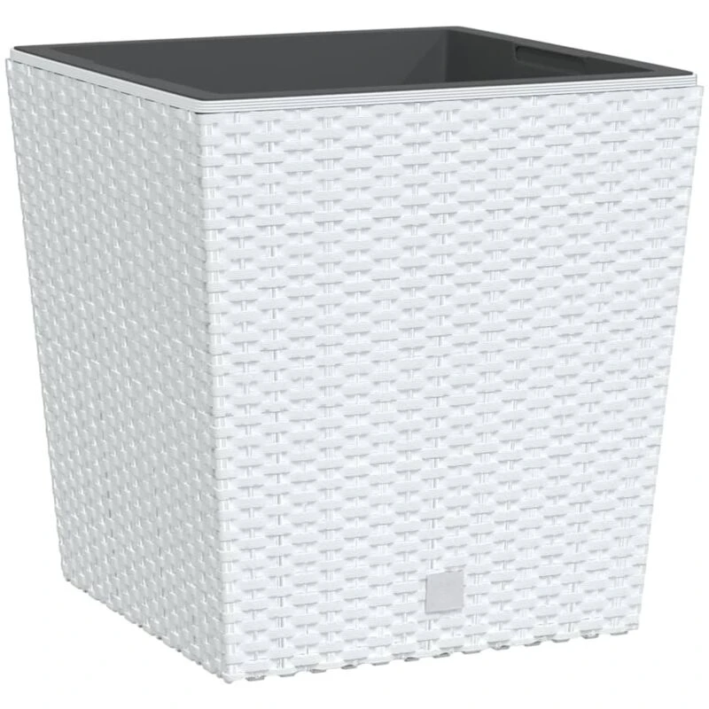 Image of vidaXL Planter w/ Removable Inner White 21 / 32 L PP Rattan, White 364680