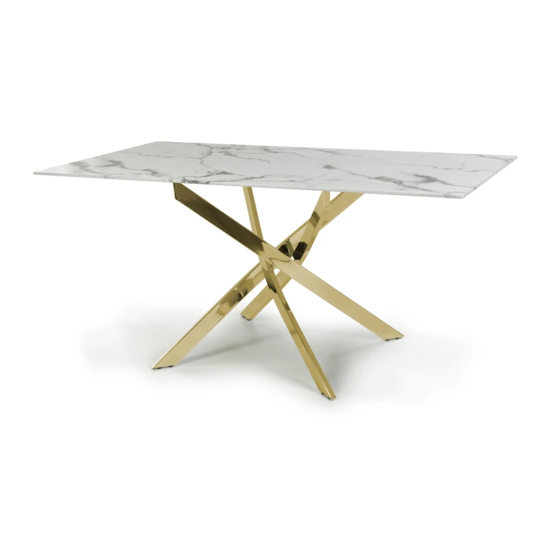 Image of Shankar Astoria Medium 1.6m White Dining Table White/Gold unisex 90x160x75