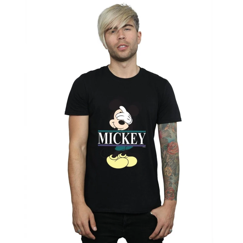 Image of Disney Men Mickey Mouse Letters T-Shirt in Black Size: Small Black S Male 5057981032631