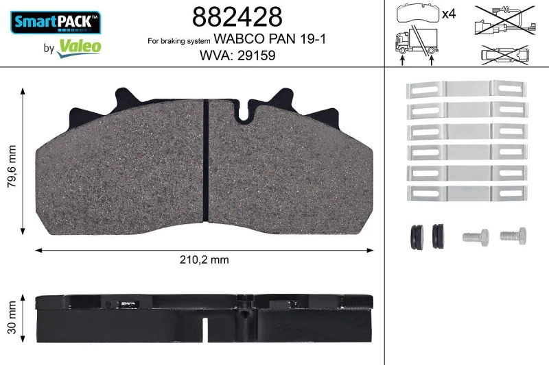 Image of Brake pad set VALEO 882428