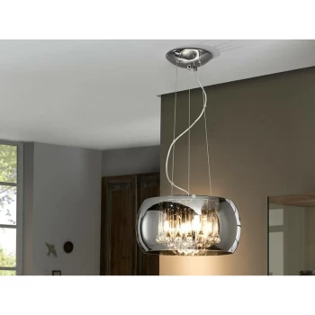 image of Schuller Argos - 5 Light Round Crystal Ceiling Pendant Chrome, Mirror, G9