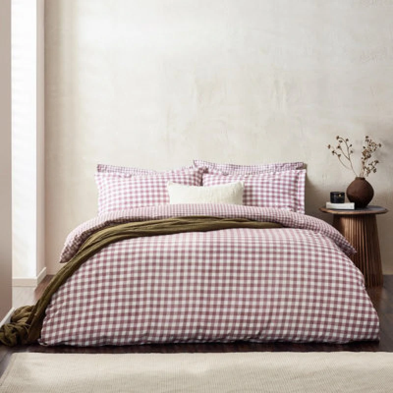Image of Yard Barton Gingham Check Duvet Set, Super King, Purple