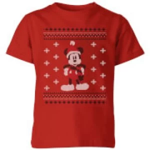 Image of Disney Mickey Scarf Kids Christmas T-Shirt - Red - 9-10 Years