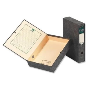 image of Rexel Classic Foolscap Lockspring Box File Green/Black - 1 x Pack of 5 Box Files