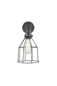 Image of Brooklyn Wire Cage Wall Light, 6 Inch, Pewter, Cone, Pewter Holder