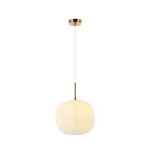 image of Larissa Lighting - Larissa Sykies Globe Ceiling Pendant Lamp 40W 1x E27 Frost White Glass, Ancient Brass