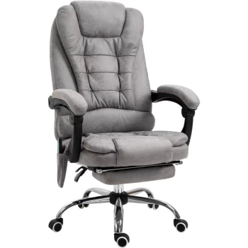 image of Fabric 6-Point Heating Vibration Massage Office Chair w/ Footrest Grey - Vinsetto