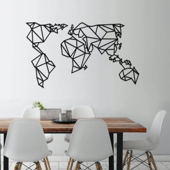 Image of World Map Metal Decor 4 - Black Decorative Metal Wall Accessory