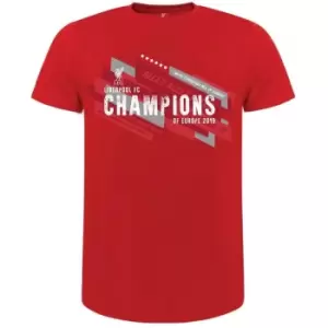 Image of Liverpool FC Mens Champions Of Europe T Shirt (S) (Red)
