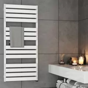 image of Bathroom Electric Towel Radiator Designer Heated Towel Rail Flat Panel White - White