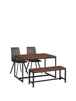 Image of Julian Bowen Tribeca Walnut Table, Bench & 2 Monroe Chairs