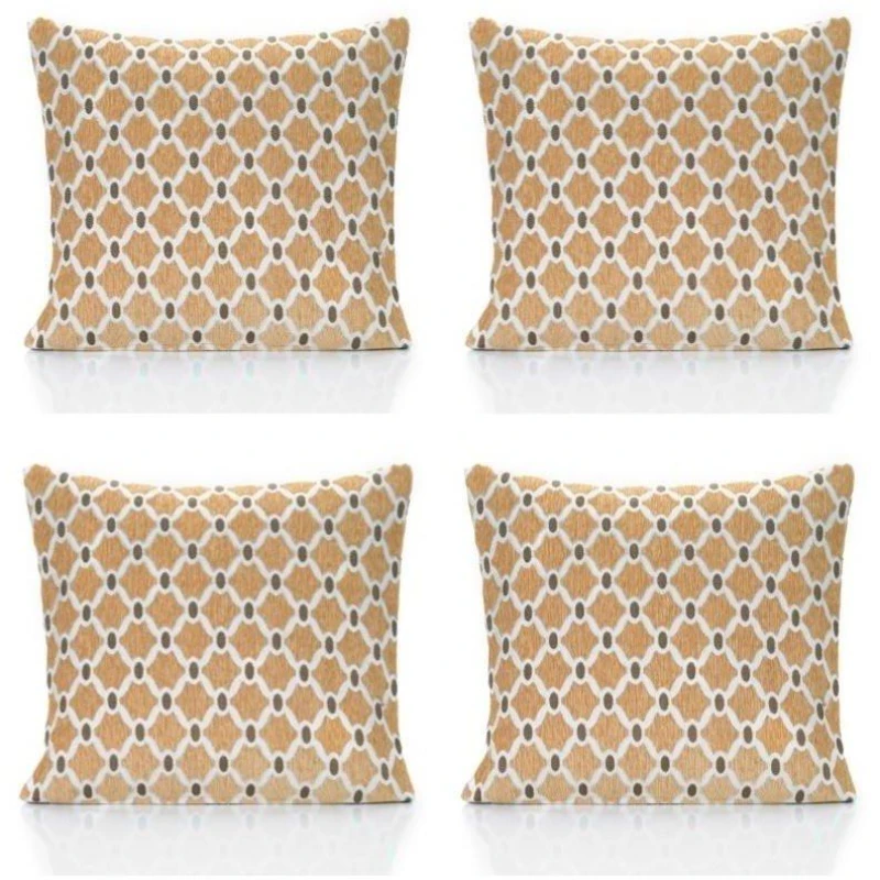 Image of Alan Symonds Berkeley Geometric Chenille Cushion Set of 4 Gold unisex 45x45cm