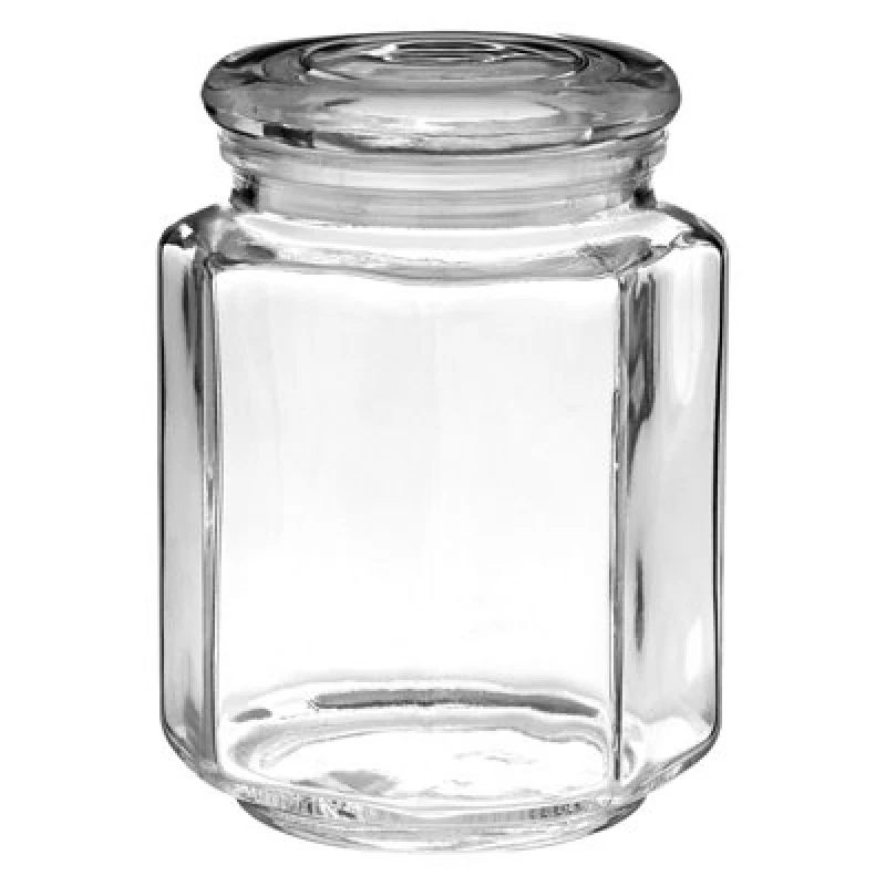 Image of Premier Housewares Old Fashioned Storage Jars Hexagonal Glass Storage Jar - 780ml Clear