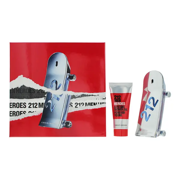 Image of Carolina Herrera 212 Men Heroes Forever Young 2 Piece Gift Set: Eau de Toilette 90ml - Shower Gel 100ml