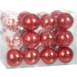 Image of Casaria - Christmas Tree Baubles 24 Pieces Transparent Filling Shatterproof Decoration Ornaments Break-proof Xmas 6cm Rot (de)