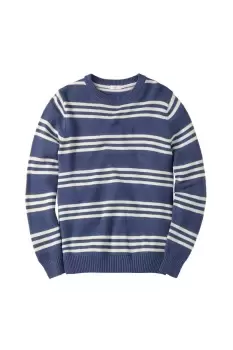 image of Textured Cotton Stripe Crew Neck Jumper