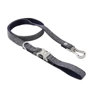 image of Hugo & Hudson Herringbone Tweed Dog Lead Navy