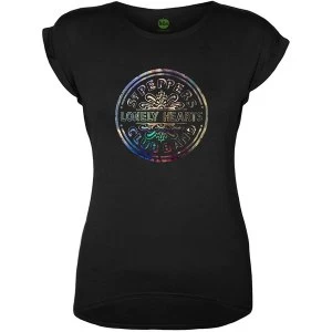 Image of The Beatles - Sgt Pepper Drum Womens Large T-Shirt - Black