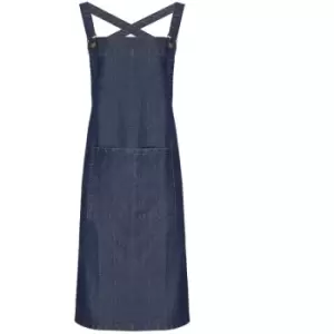 Image of Premier Cross Back Barista Bib Apron (One Size) (Indigo Denim) - Indigo Denim