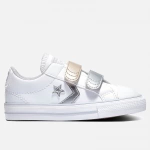 Converse Toddlers Star Player Ox Metallic Velcro Trainers - White - UK 9 Kids