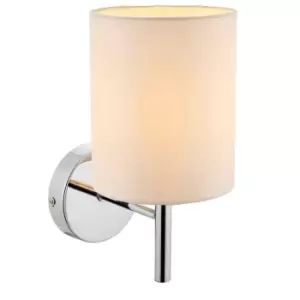 Image of Dimmable LED Wall Light Chrome & Off White Shade Modern Lounge Lamp Lighting