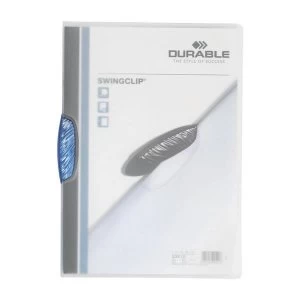 Image of Durable SWINGCLIP A4 Crystal Folder Capacity 30 Sheets Blue Pack of 25 Folders