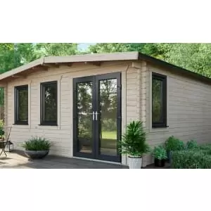 Image of Power Sheds 16 x 16ft Right Hand Door Apex Chalet Log Cabin