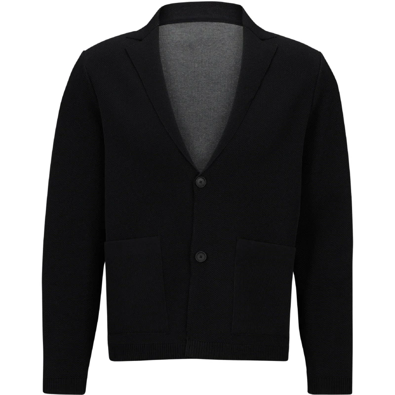 Image of Boss Mens Carper Knitted Full-Zip Fleece Black male 36 (46)
