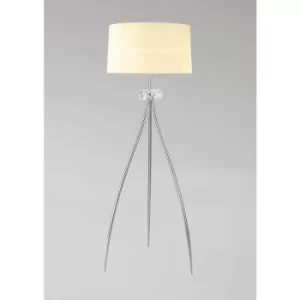 Floor lamp Loewe 3 Bulbs E27, polished chrome with white shade