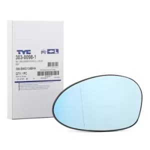 TYC Wing Mirror Glass 303-0098-1 Side Mirror Glass,Mirror Glass BMW,3 Touring (E91),3 Limousine (E90),1 Schragheck (E87),3 Coupe (E92)