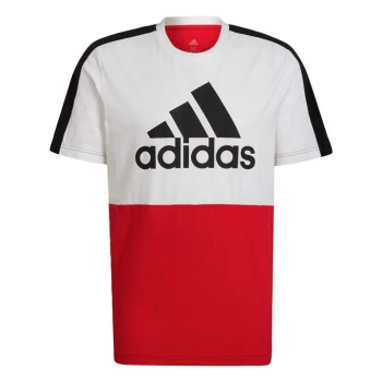 Image of adidas Essentials Colorblock Single Jersey T-Shirt Mens - White / Scarlet