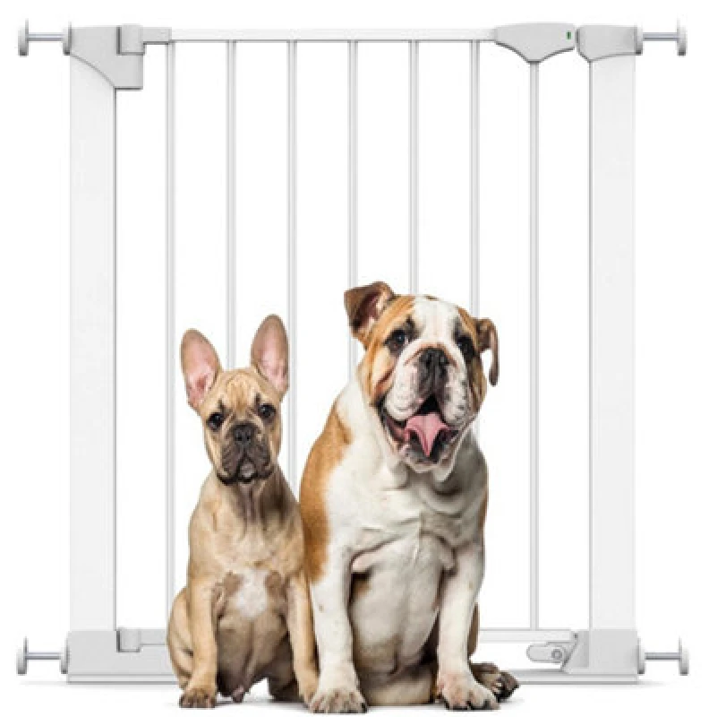Image of Bettacare Safestep Dog Gate, White, 68Cm - 75Cm, Extra Low Walkthrough, Pressure Fit Safety Gate, Pet Gate For Stairs And Doors