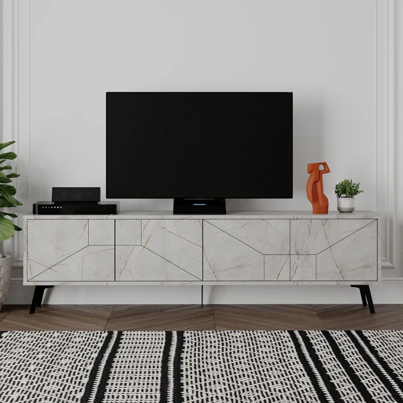 Image of Decortie Dune' Modern TV Unit Multimedia Centre 180cm in Gold Size: 2 Pack Gold Unisex 2 Pack