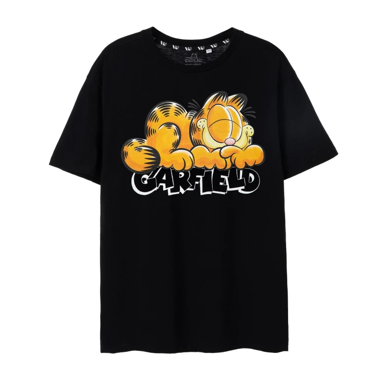 Image of Garfield Garfield Men Short Sleeved T-Shirt in Black Size: Small Black S Male 5063203008117