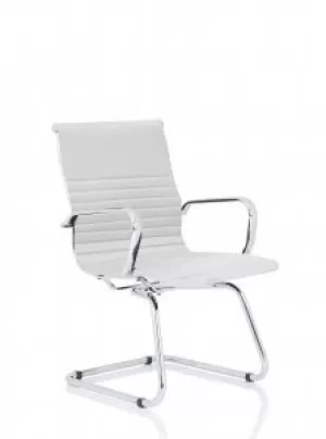 Image of Nola White Soft Bonded Leather Cantilever Chair