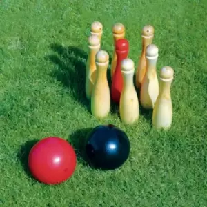 Image of Indoor and Outdoor Garden Game Wooden Skittles - 11 Piece Set