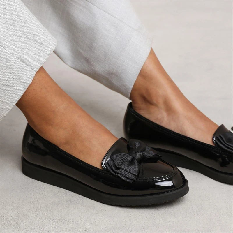 Image of Wheres That From Alpha Extra Wide Black Slip On Loafers Black 4