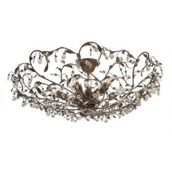 Image of Michelan 12 Light Glass & Crystal Ceiling Light Rust