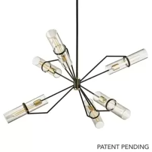 image of Raef 6 Light Chandelier Textured Bronze Brushed Brass, Glass