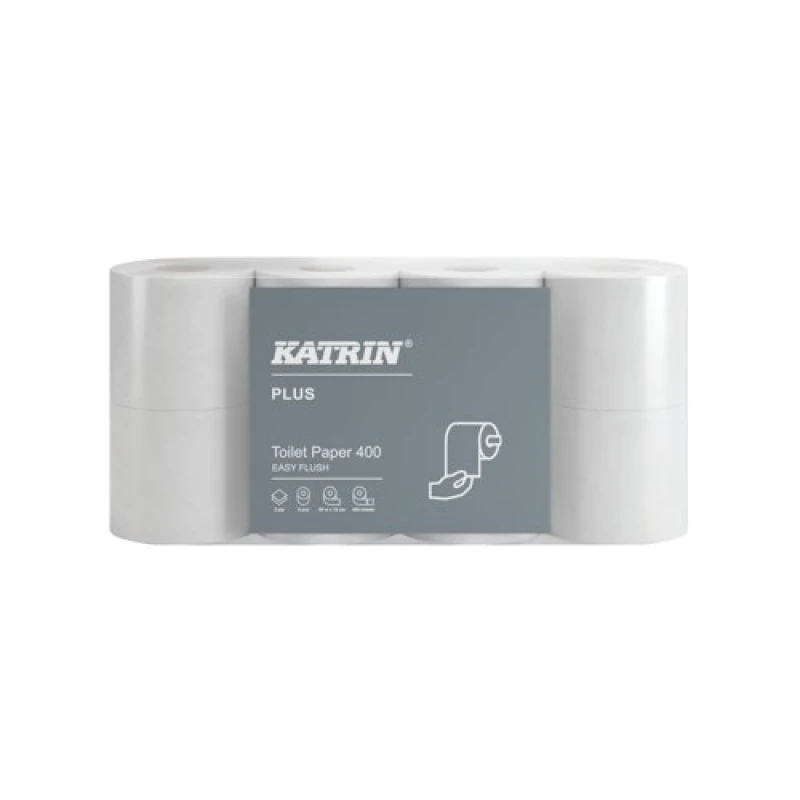 Image of Katrin Plus Easyflush Toilet Paper Roll 2-Ply 400 Sheets (40 Pack) 96039