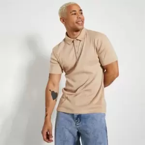 Image of I Saw It First Mens Rib Polo T Shirt - Brown