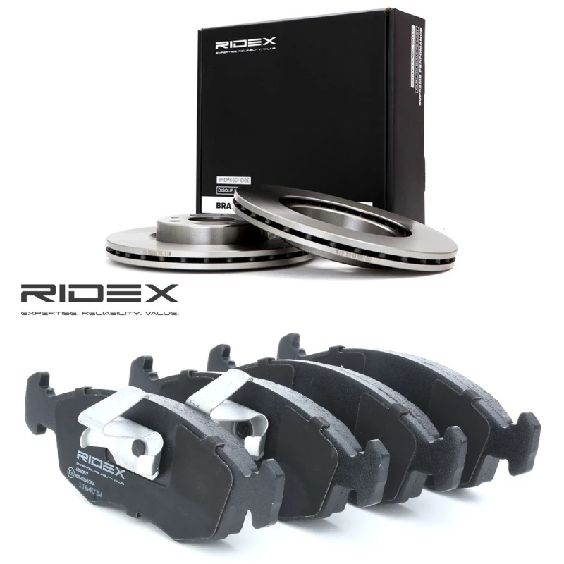 Image of RIDEX 3405B3403 Brake disc and pads set Front Axle, Brake Disc Type: Vented Brake Set,disc brakes (3405)