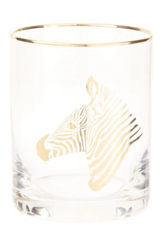 Image of Premier Housewares Zebra Print Glass Tumbler, Handcrafted 380ml Tumbler Glassware, Safari-Inspired Tall Tumbler For Wine Clear