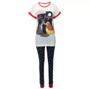 Image of Disney Womens/Ladies Lady And The Tramp Date Night Pyjama Set (12-14) (White/Navy)