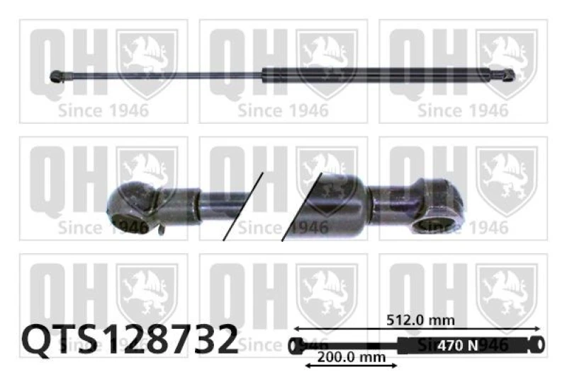 Image of QUINTON HAZELL Tailgate strut QUINTON HAZELL QTS128732