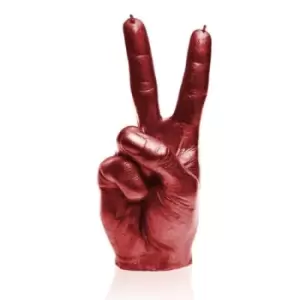 Image of Hand Peace Sign Candle – Red Metallic